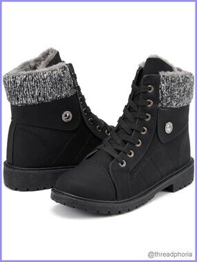 Womens Winter Snow Boots Warm Fur Lined Water-Resistant Ankle Booties Zip Combat